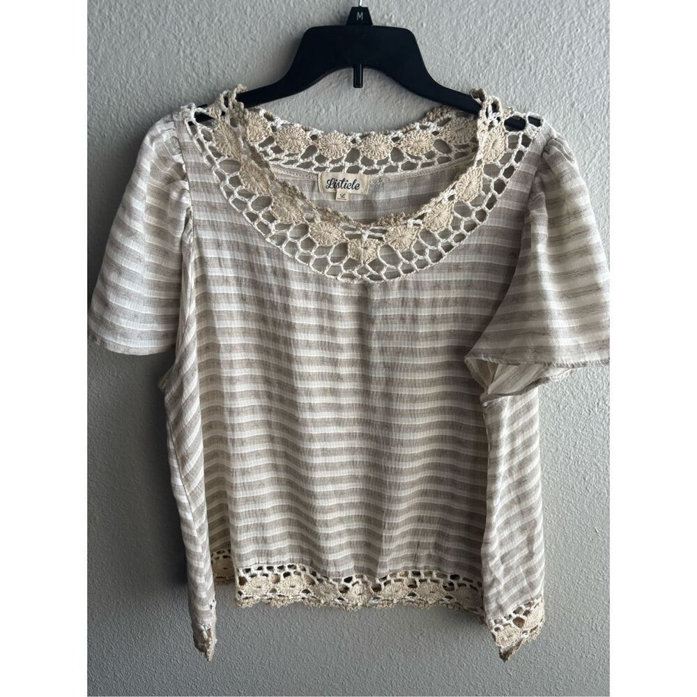 ❤️Listicle Cotton/Linen Crochet Detail Shirt